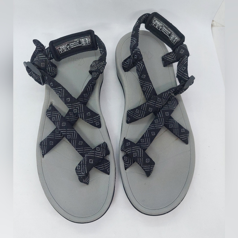 Viakix Samara Walking Sandals Black Geometry Desig Strappy Women Size 8